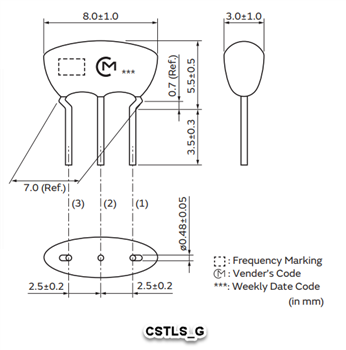 Technische Zeichnung - Murata CSTLS CERALOCK™ Resonatoren